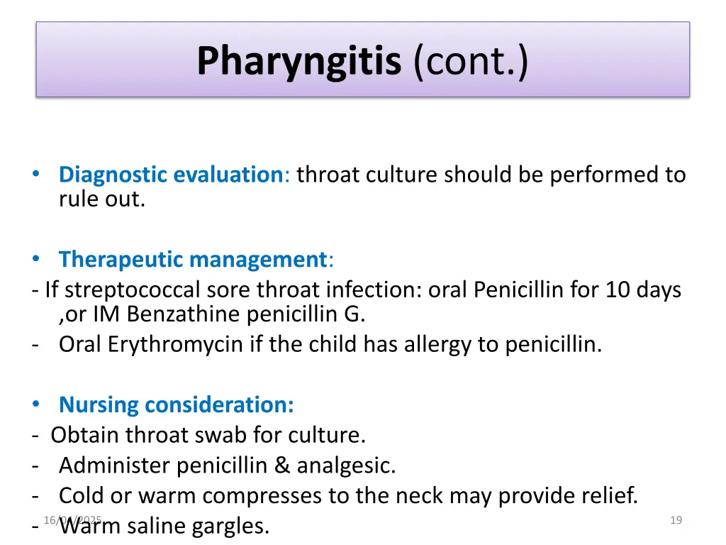 pharyngitis cont