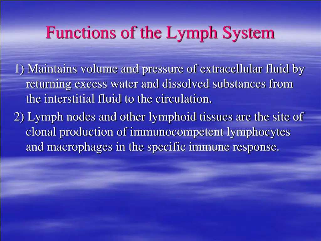functions of the lymph system