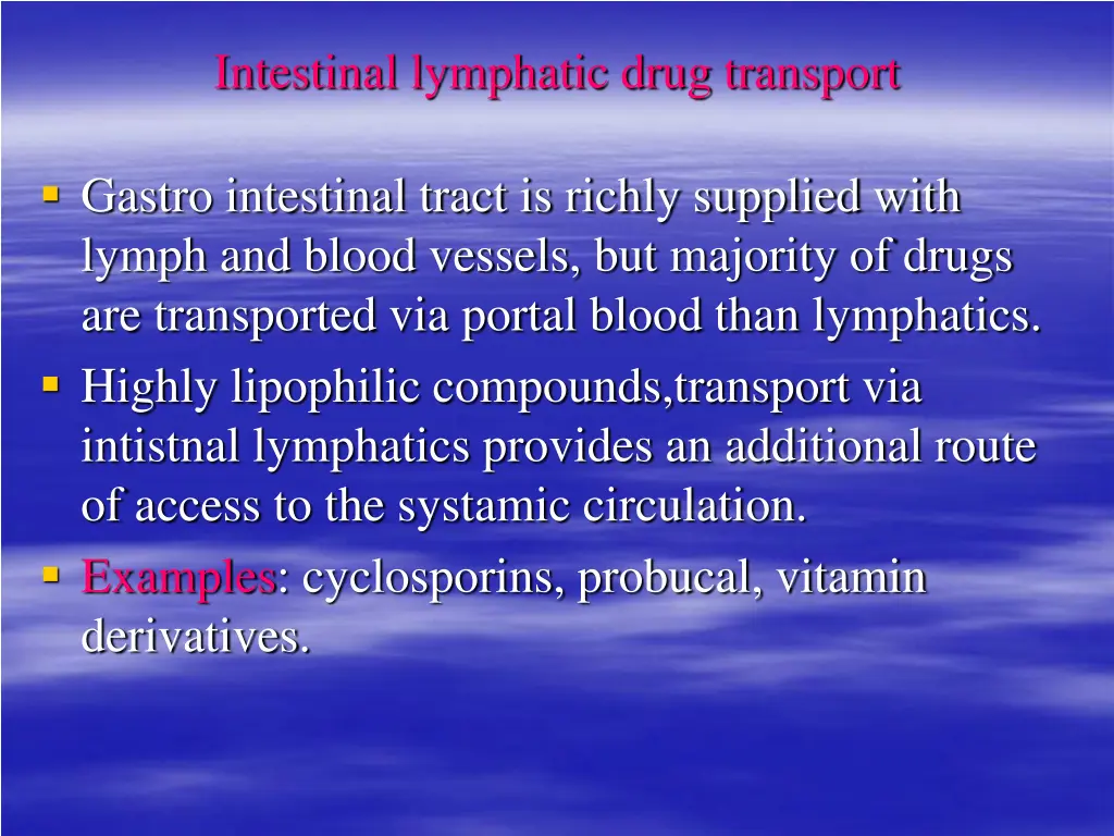 intestinal lymphatic drug transport