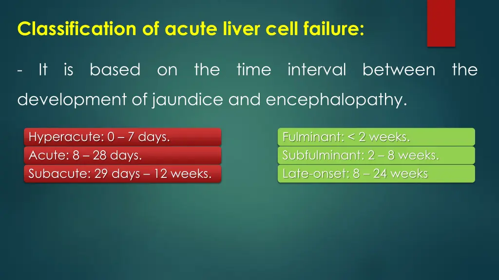 classification of acute liver cell failure
