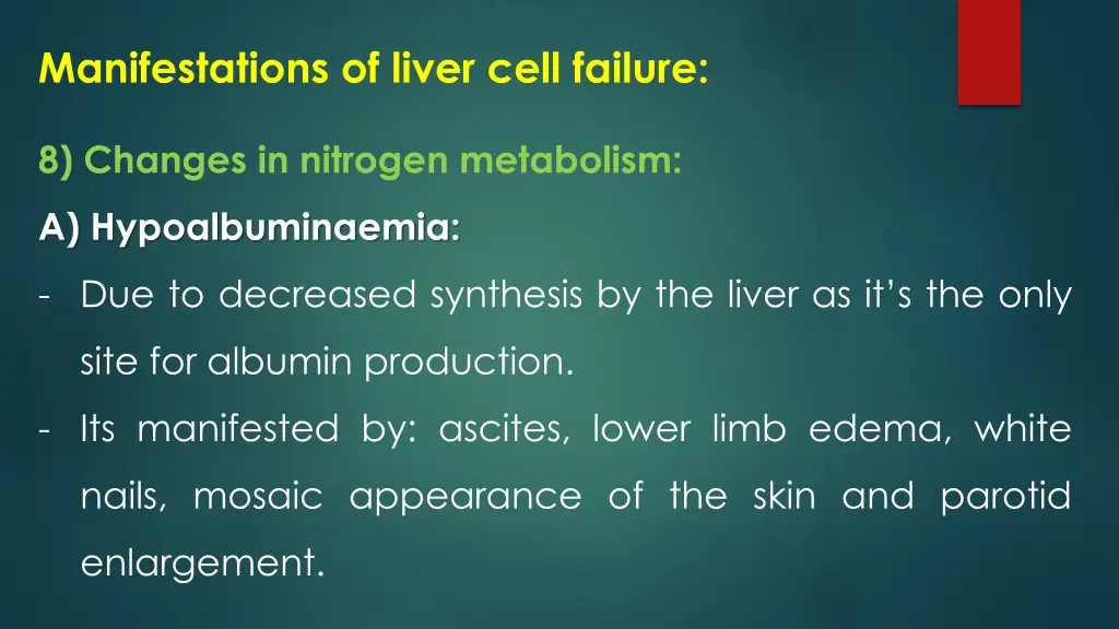 manifestations of liver cell failure 17