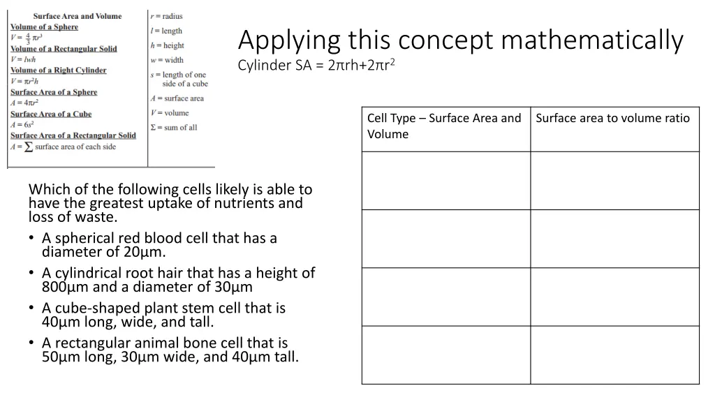 applying this concept mathematically cylinder