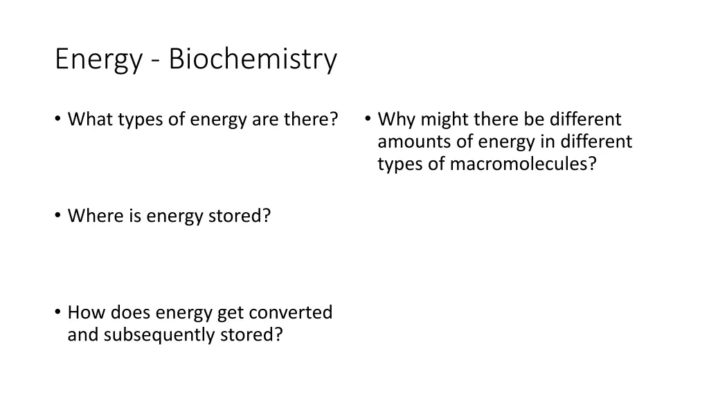 energy biochemistry