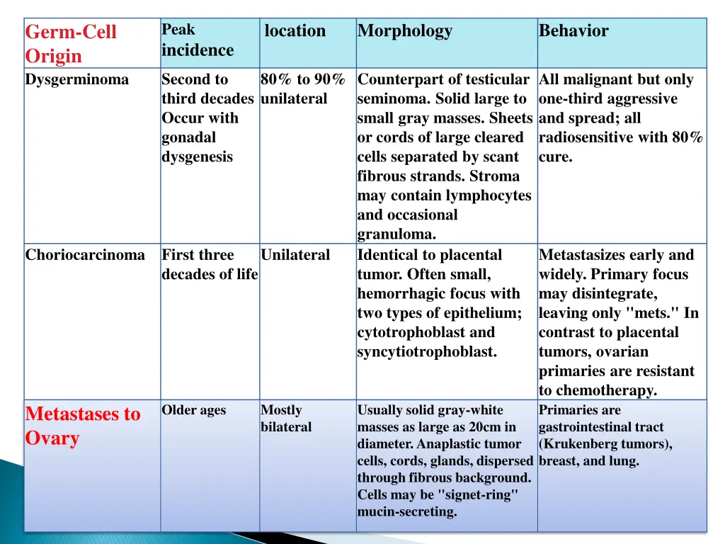 germ cell origin dysgerminoma