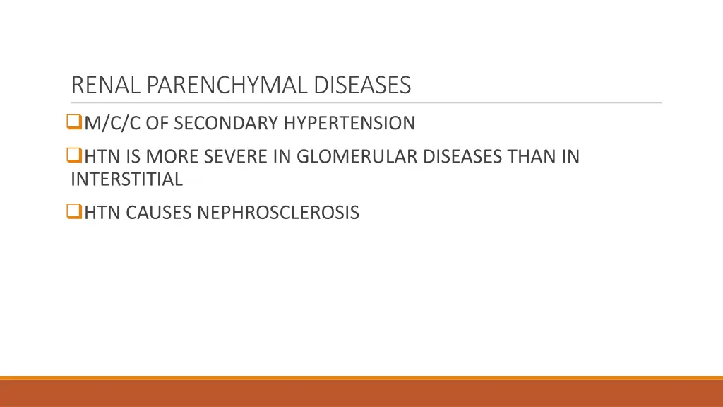 renal parenchymal diseases m c c of secondary