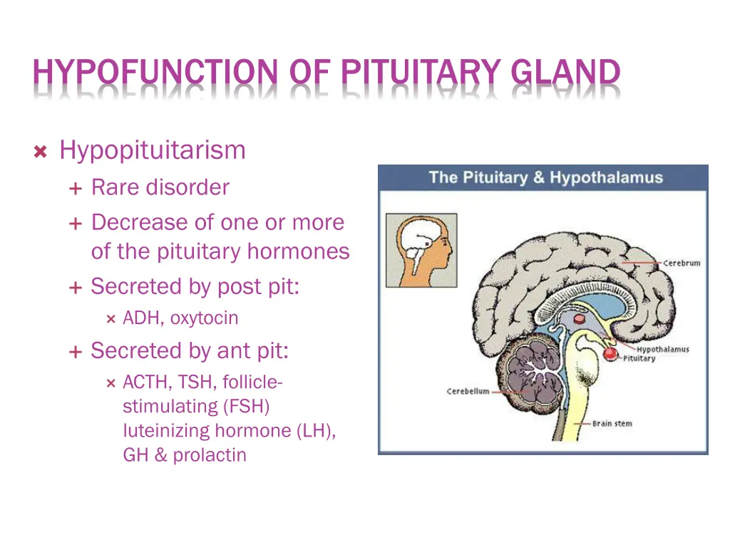 hypofunction of pituitary gland