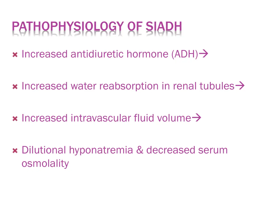 pathophysiology of siadh