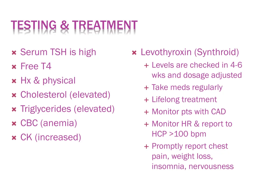 testing treatment