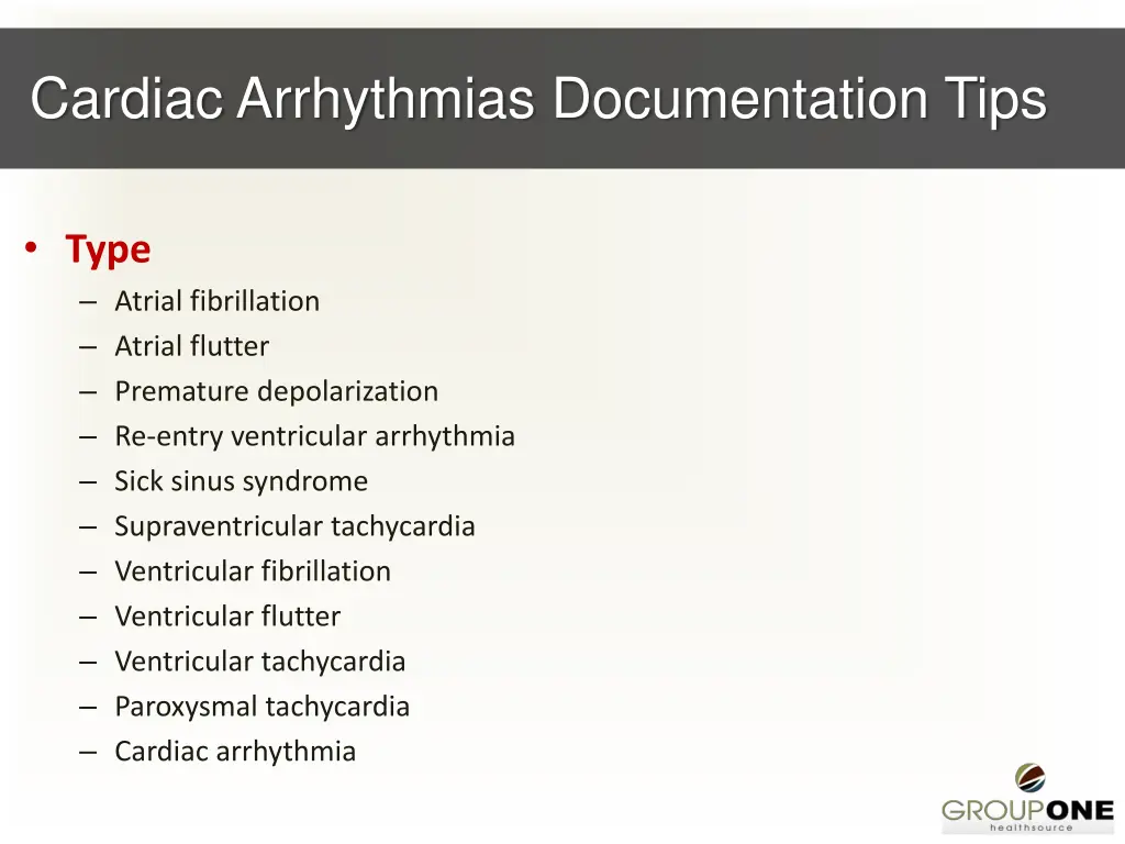 cardiac arrhythmias documentation tips