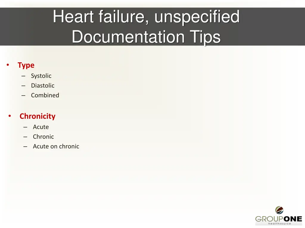 heart failure unspecified documentation tips