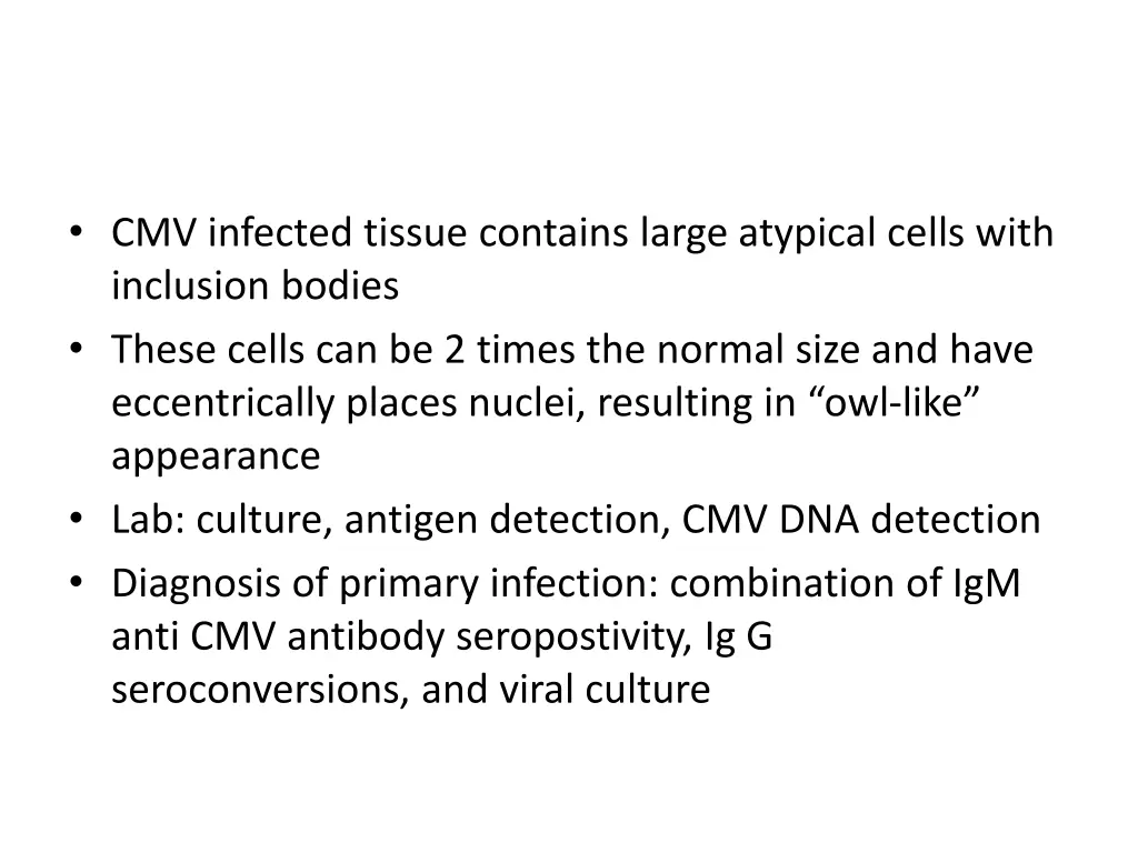 cmv infected tissue contains large atypical cells