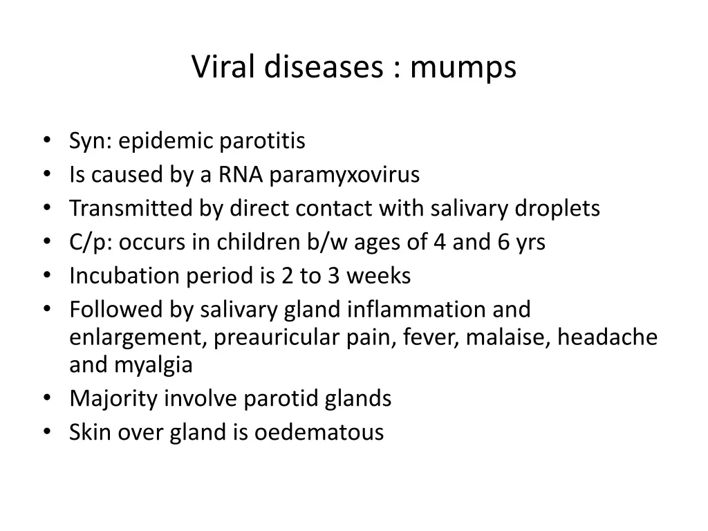 viral diseases mumps