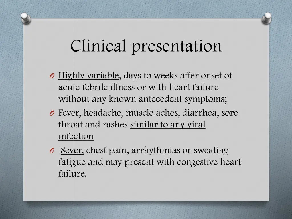 clinical presentation
