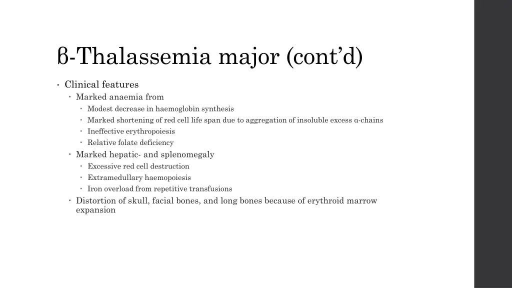 thalassemia major cont d
