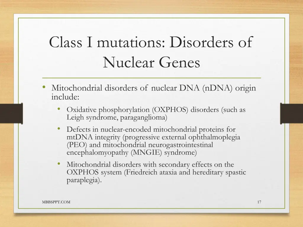 class i mutations disorders of nuclear genes