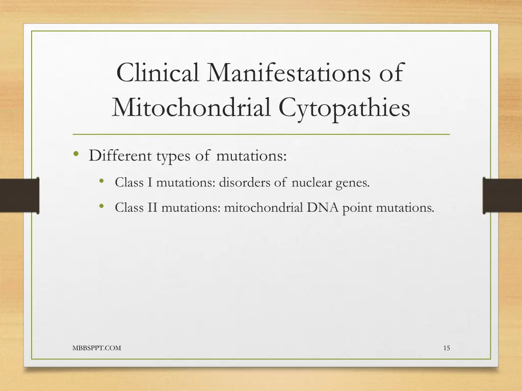 clinical manifestations of mitochondrial 1