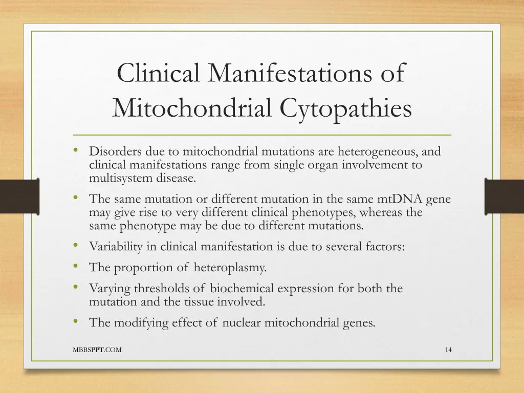 clinical manifestations of mitochondrial