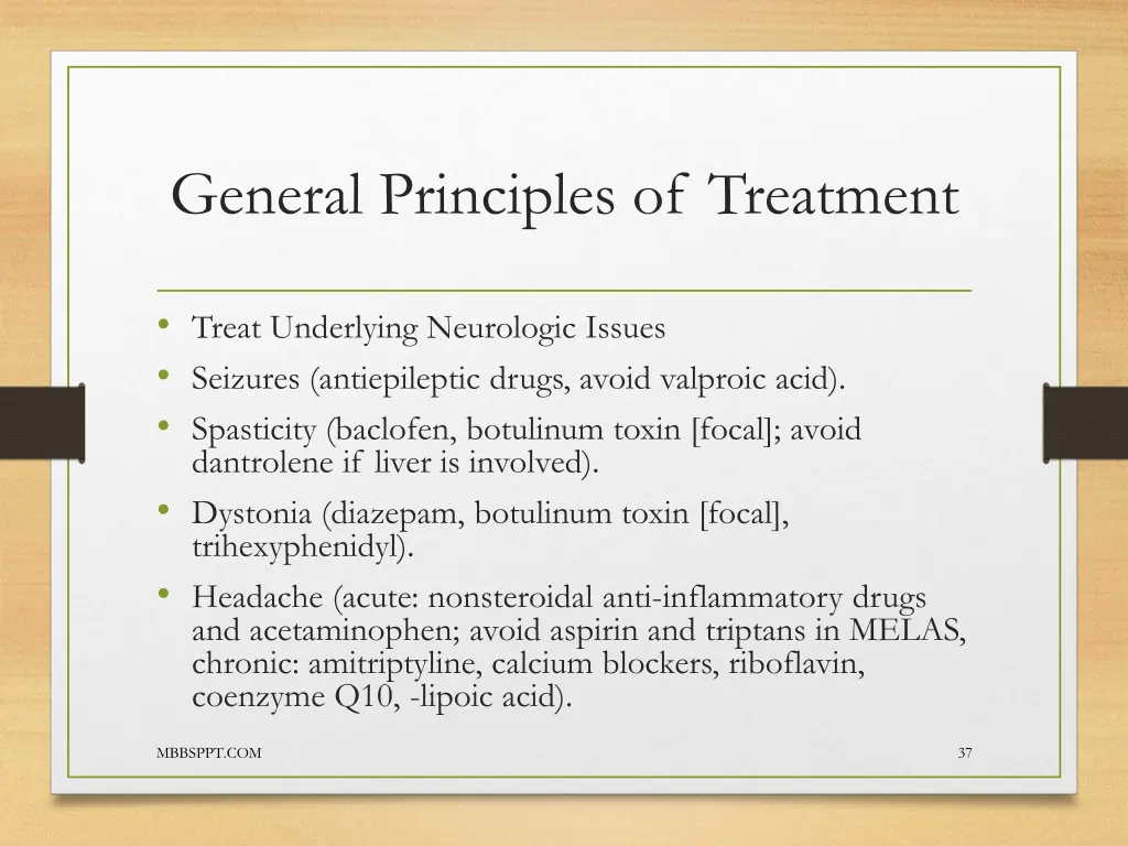 general principles of treatment