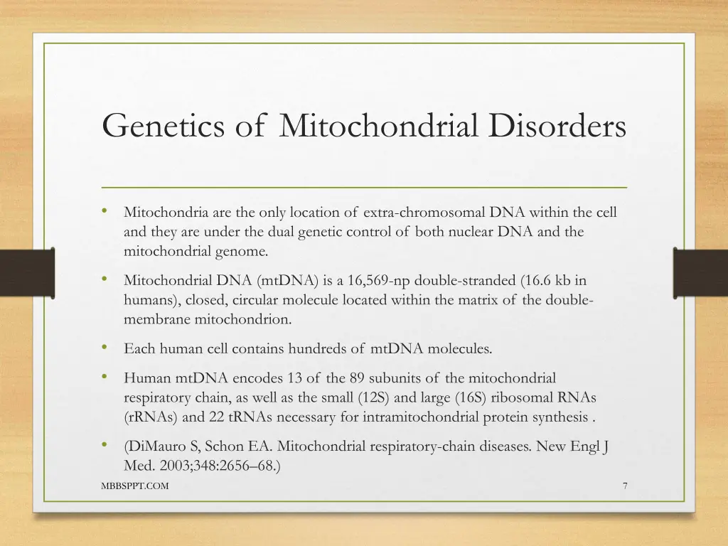 genetics of mitochondrial disorders