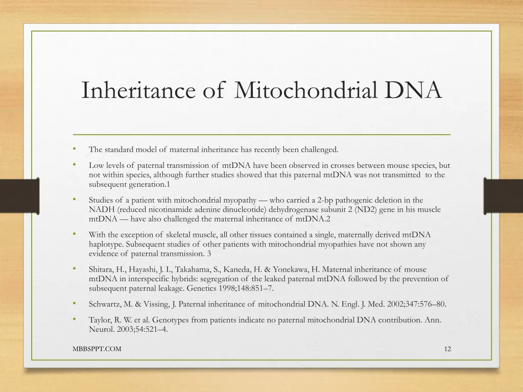 inheritance of mitochondrial dna