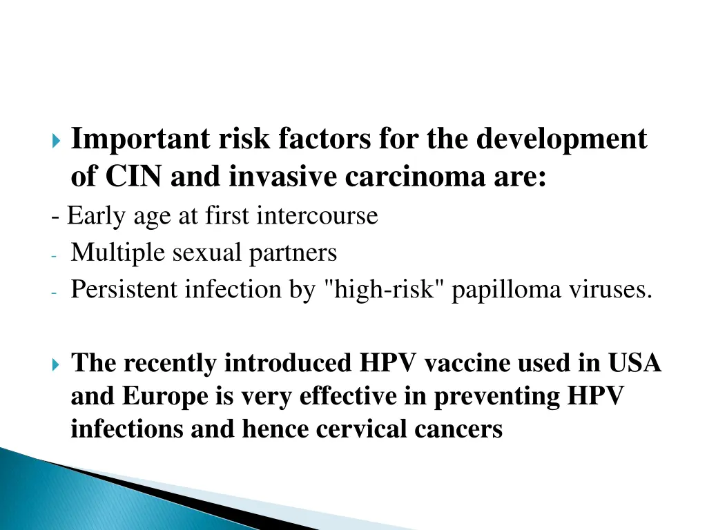 important risk factors for the development