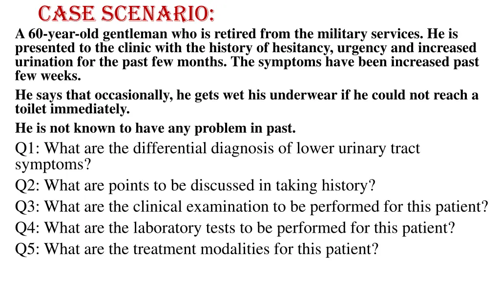 case scenario a 60 year old gentleman