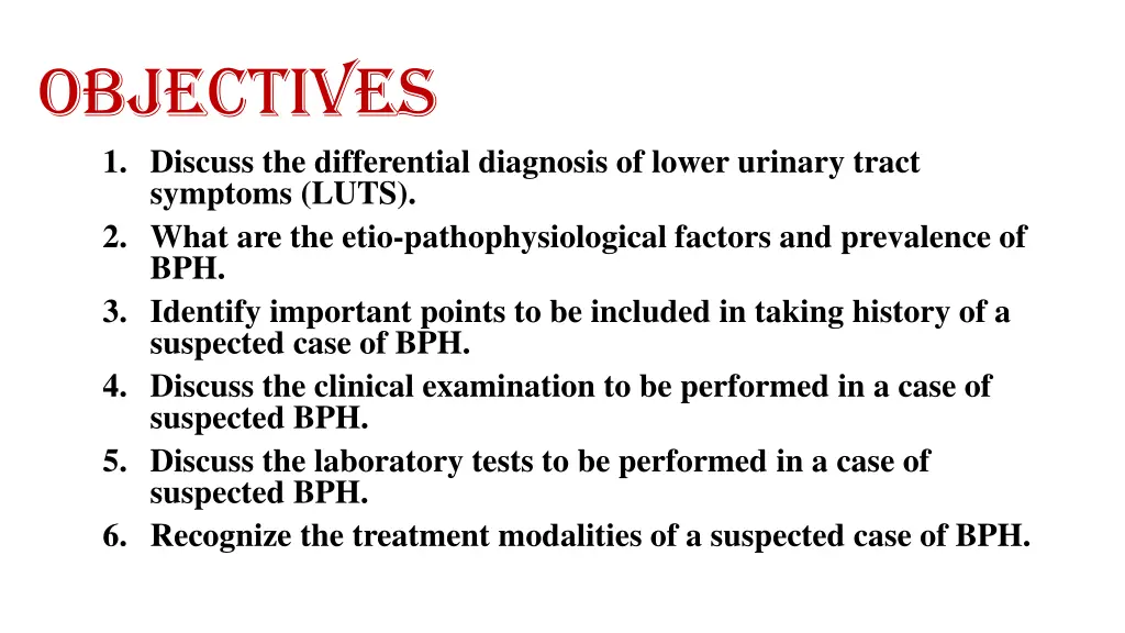 objectives 1 discuss the differential diagnosis