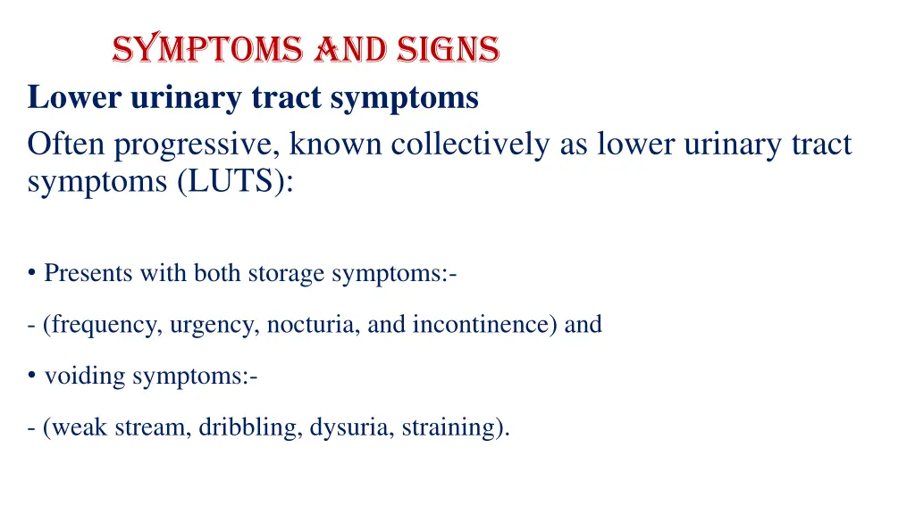 symptoms and signs lower urinary tract symptoms 1
