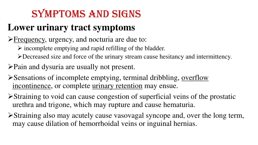 symptoms and signs lower urinary tract symptoms 2