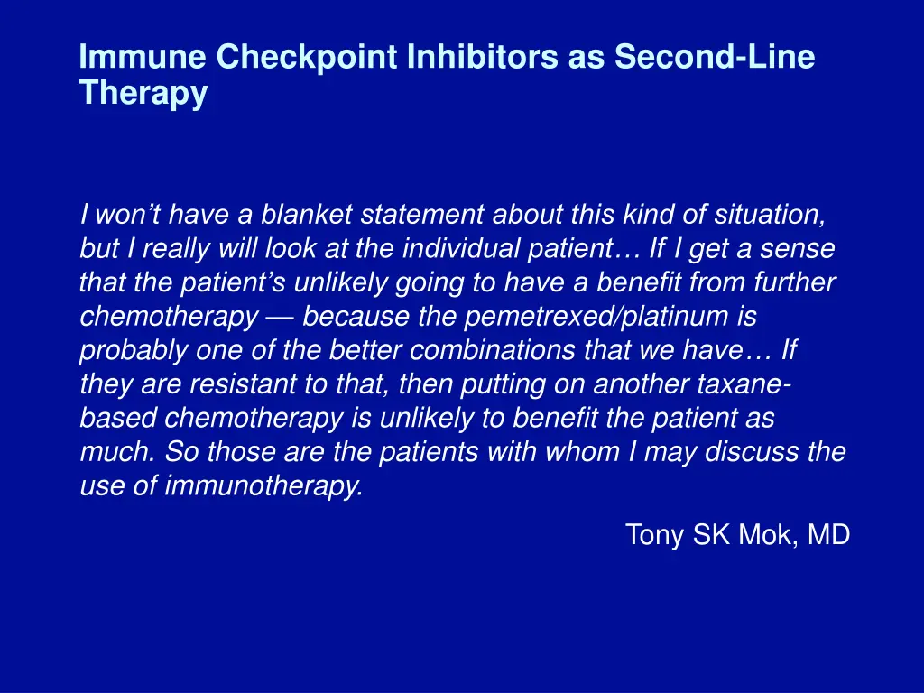 immune checkpoint inhibitors as second line
