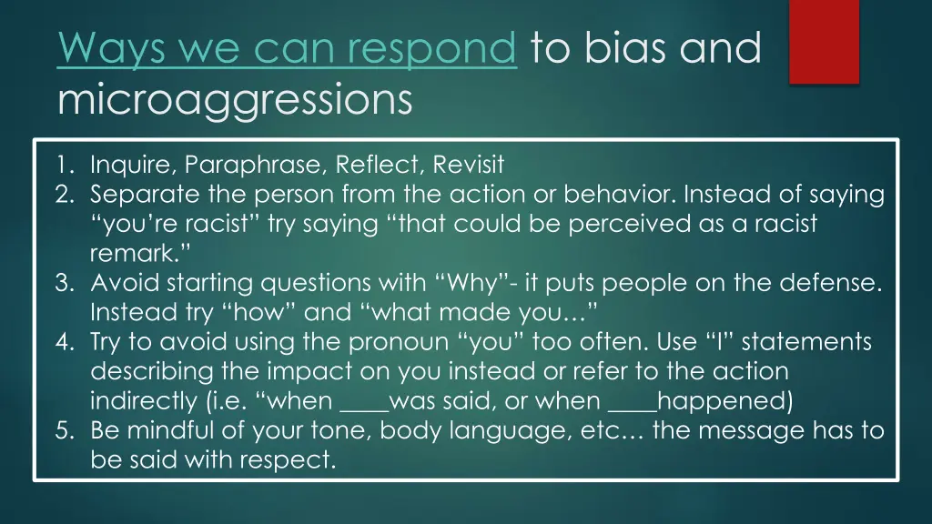 ways we can respond to bias and microaggressions