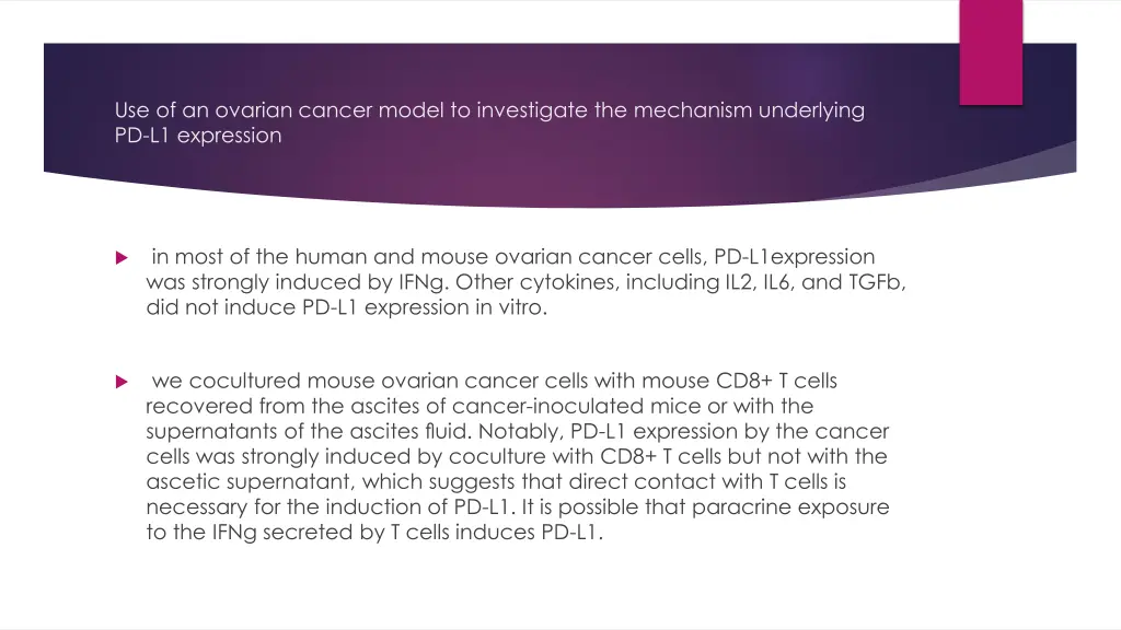 use of an ovarian cancer model to investigate