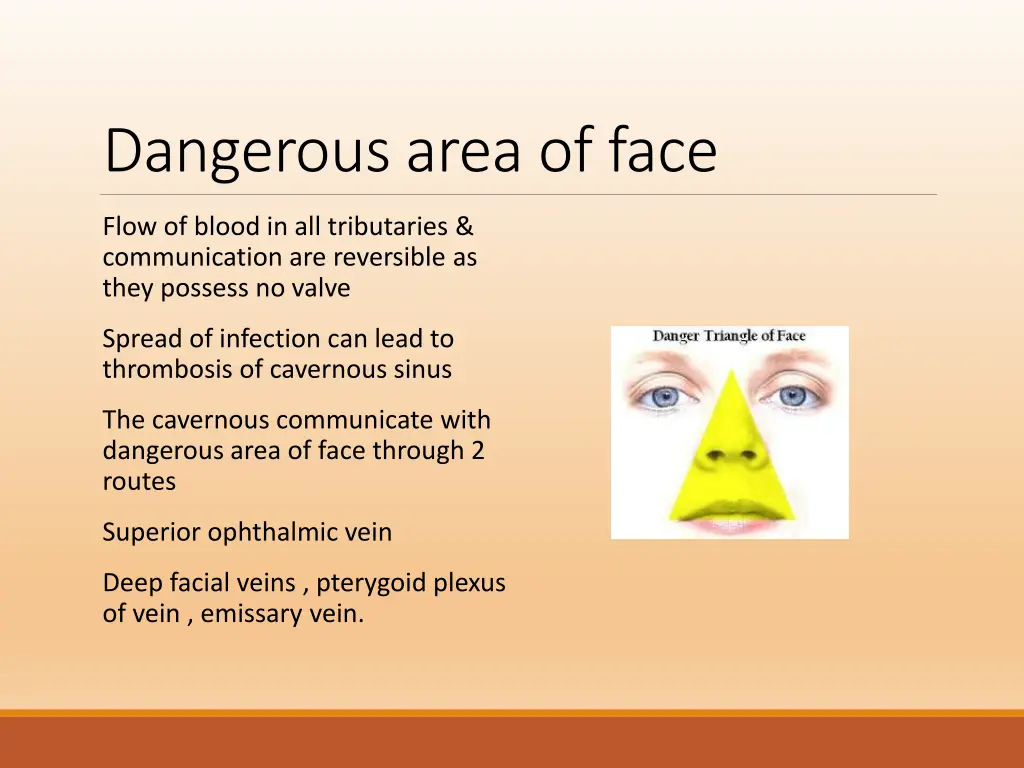 dangerous area of face