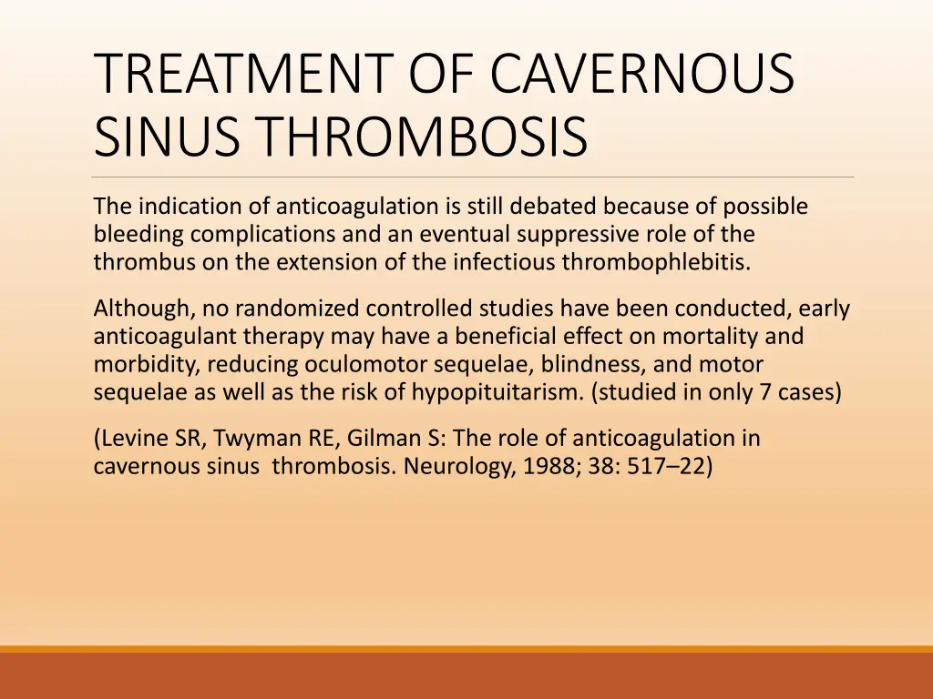 treatment of cavernous sinus thrombosis 1