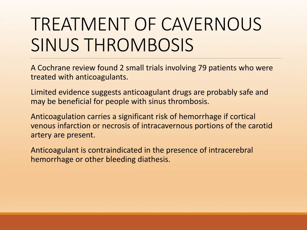 treatment of cavernous sinus thrombosis 2