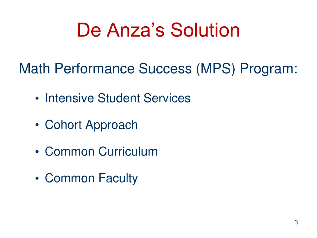 de anza s solution