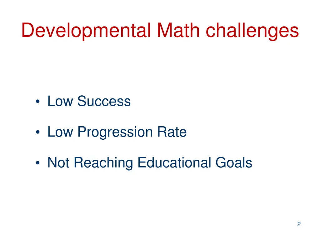 developmental math challenges