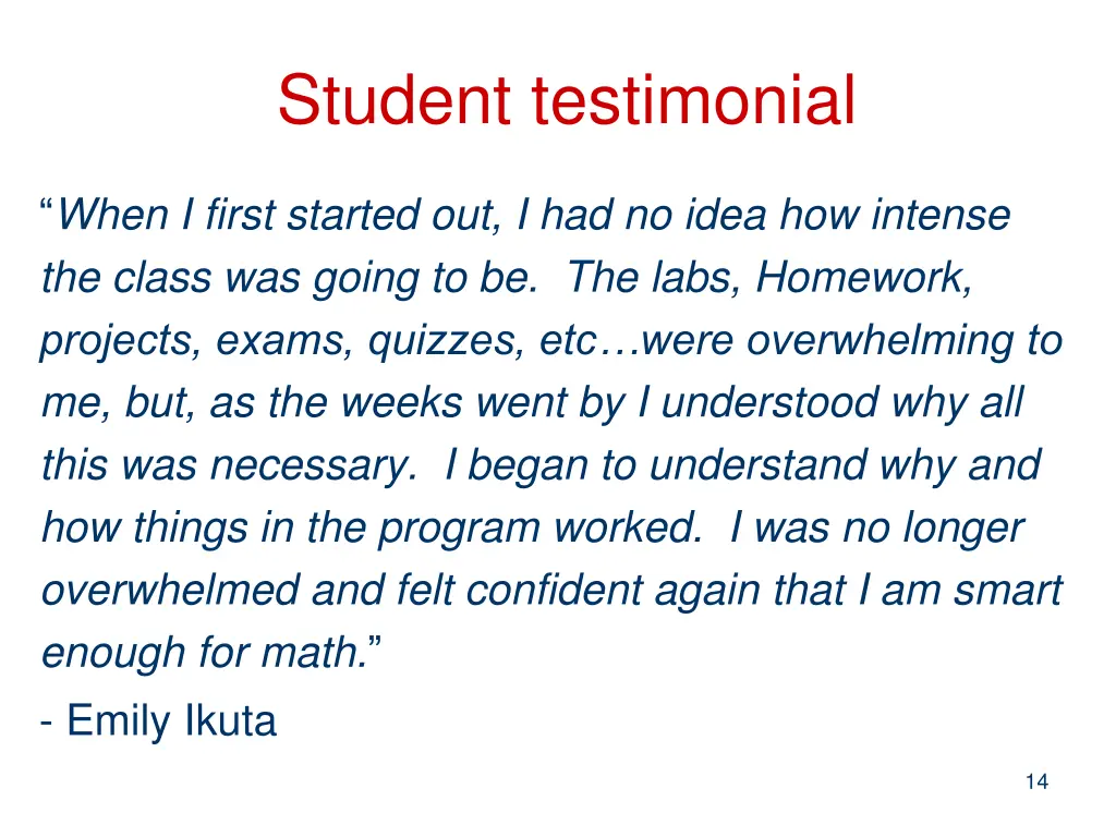 student testimonial 1