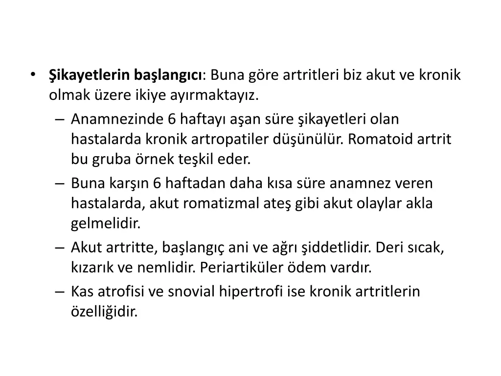 ikayetlerin ba lang c buna g re artritleri