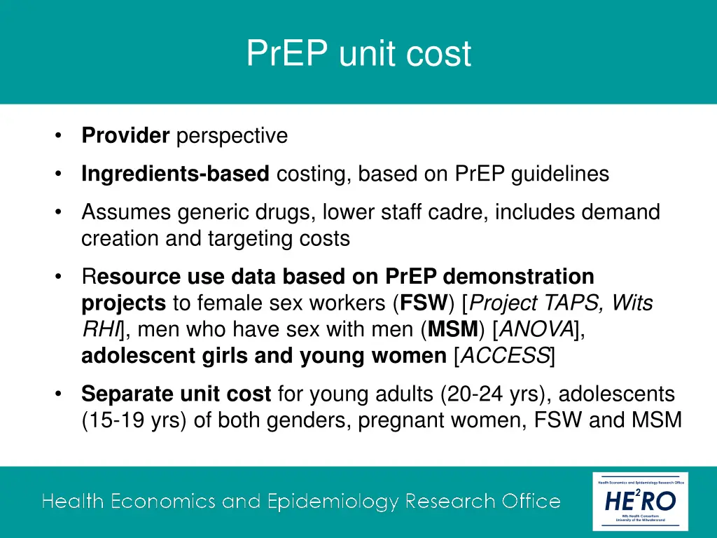 prep unit cost
