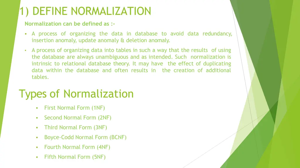 1 define normalization
