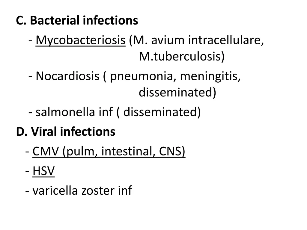 c bacterial infections mycobacteriosis m avium