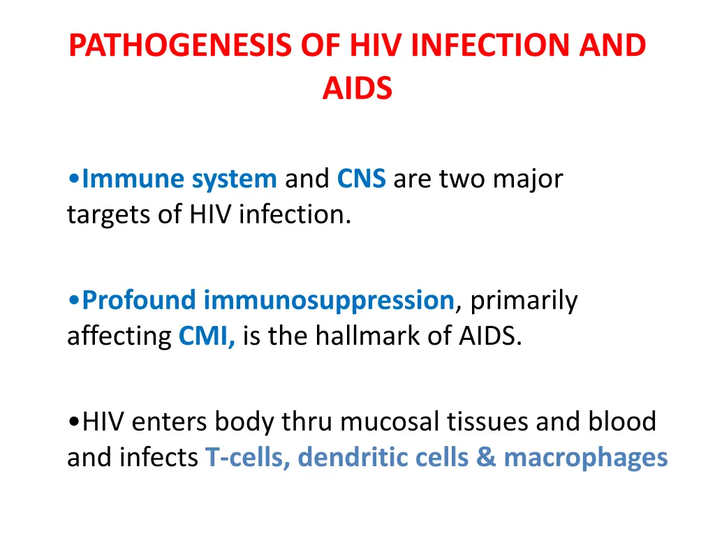pathogenesis of hiv infection and aids