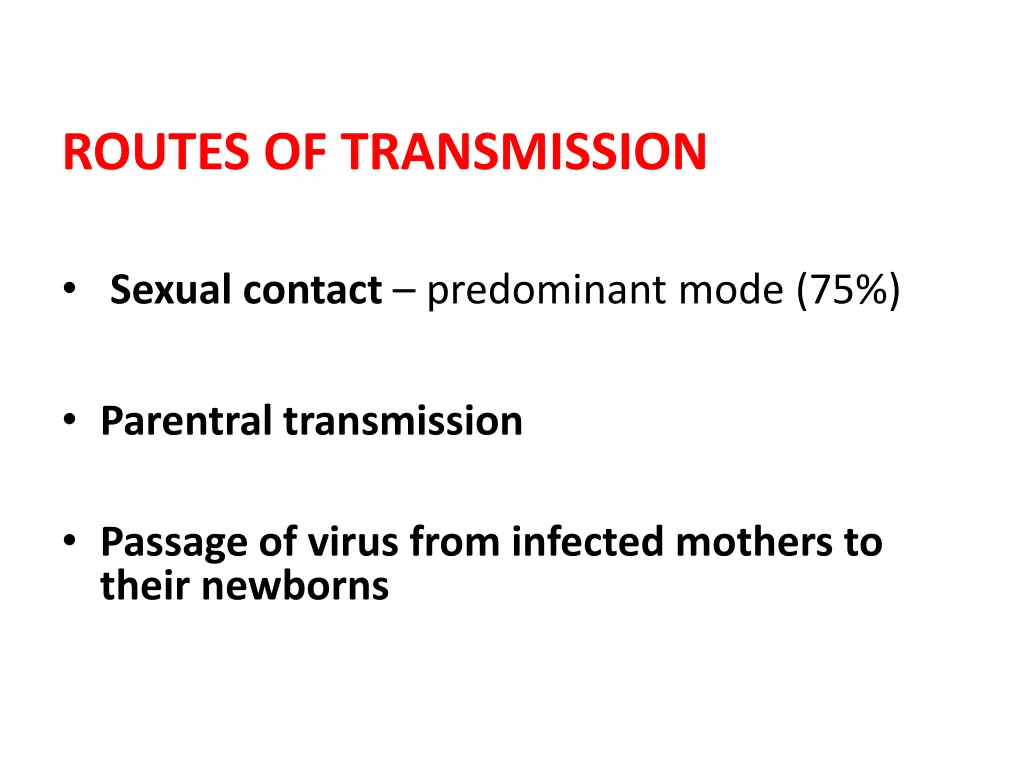 routes of transmission