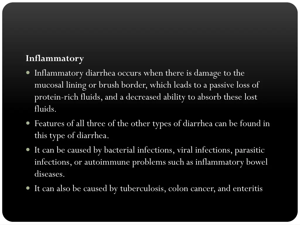 inflammatory inflammatory diarrhea occurs when