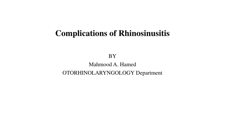 complications of rhinosinusitis
