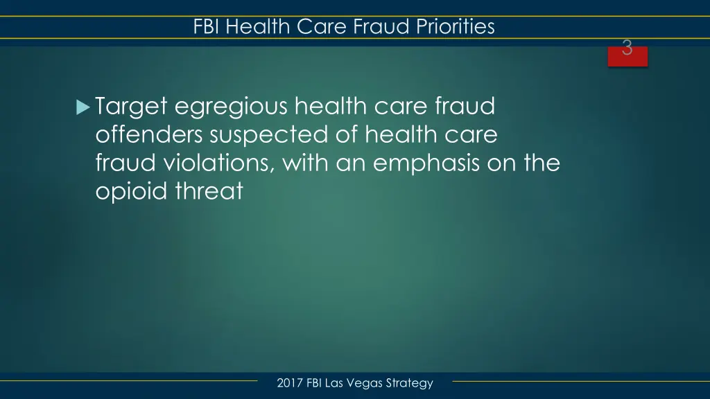fbi health care fraud priorities