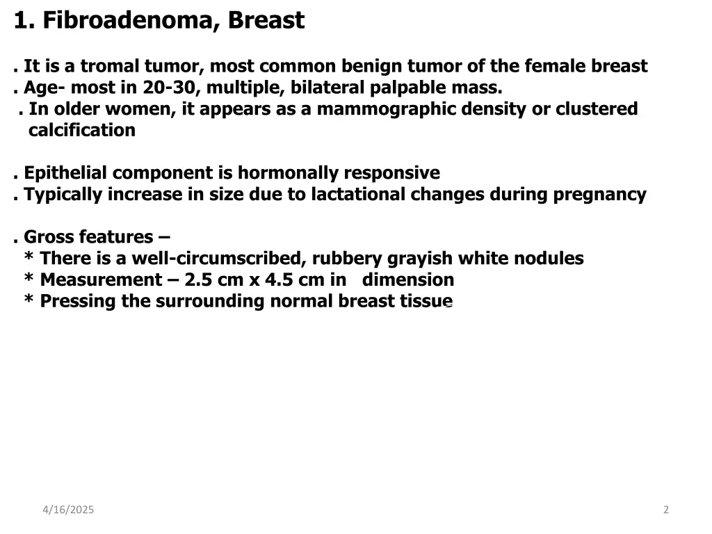 1 fibroadenoma breast