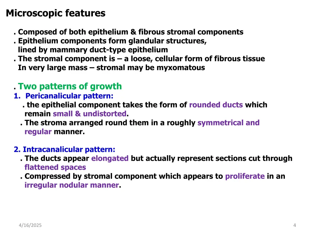 microscopic features