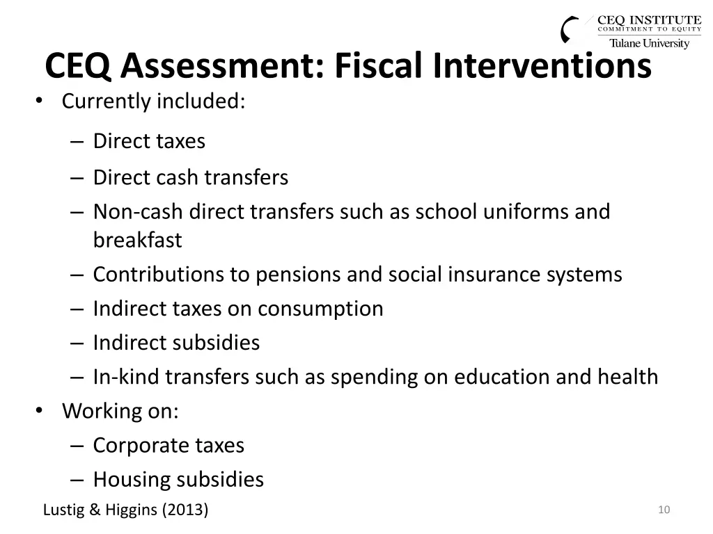 ceq assessment fiscal interventions currently
